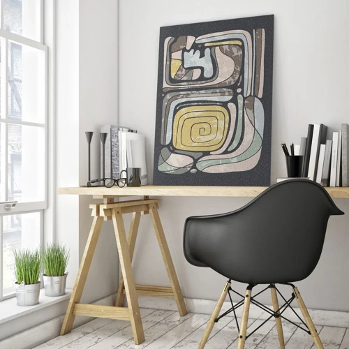Obraz na skle - Abstrakce v předkolumbovském duchu - 70x100 cm