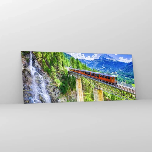 Obraz na skle - Alpská železnice - 100x40 cm