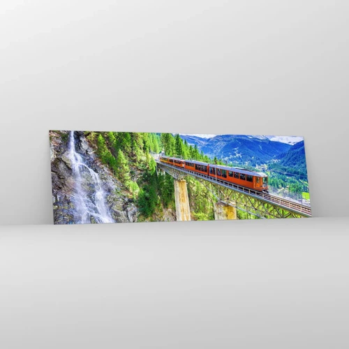 Obraz na skle - Alpská železnice - 160x50 cm