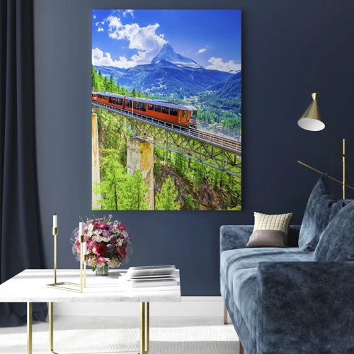Obraz na skle - Alpská železnice - 50x70 cm
