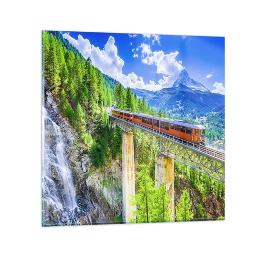 Obraz na skle - Alpská železnice - 60x60 cm