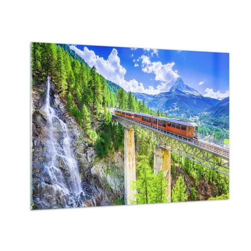 Obraz na skle - Alpská železnice - 70x50 cm