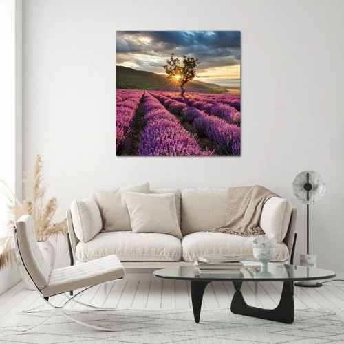 Obraz na skle - Aroma v barvě lila - 40x40 cm