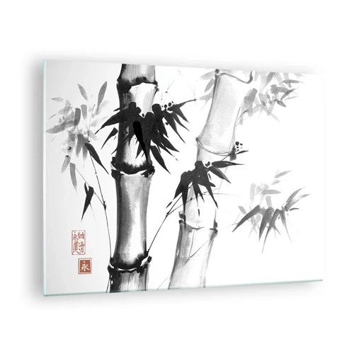 Obraz na skle Arttor 70x50 cm - Blízký záběr na orient - Bambus, Asie, Grafika, Černý A Bílý, Japonsko, Do obývacího pokoje, Do ložnice, Bílá, Černá, Vodorovné, Sklo, GAA70x50-4577