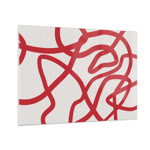Obraz na skle Arttor 70x50 cm - Červené na bílém - Minimalismus, Kus, Čáry, Bílá, Červená, Vodorovný, Sklo, GAA70x50-5915