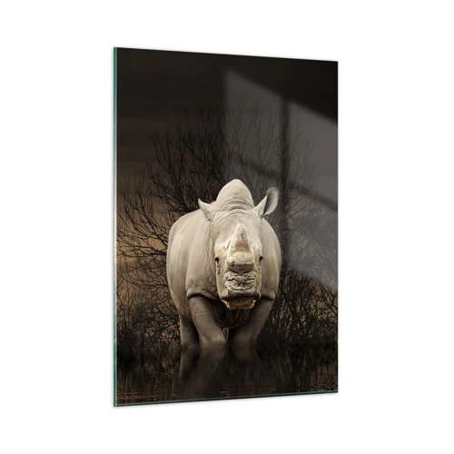 Obraz na skle - Bílý proti přírodě - 50x70 cm