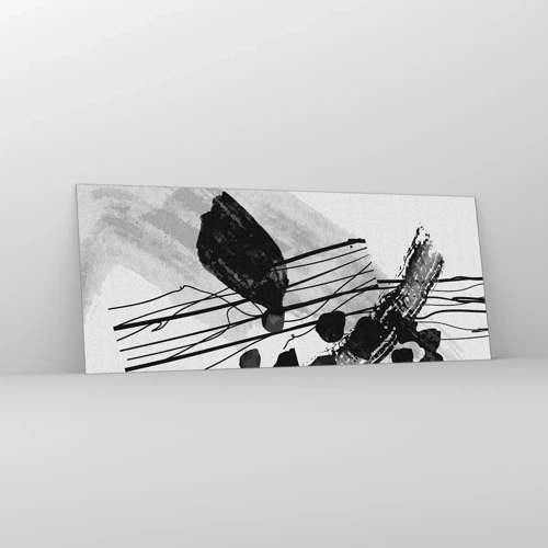 Obraz na skle - Černobílá organická abstrakce - 100x40 cm