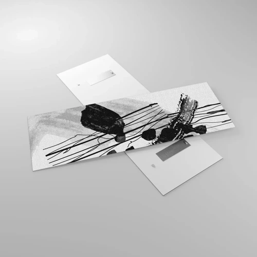 Obraz na skle - Černobílá organická abstrakce - 140x50 cm