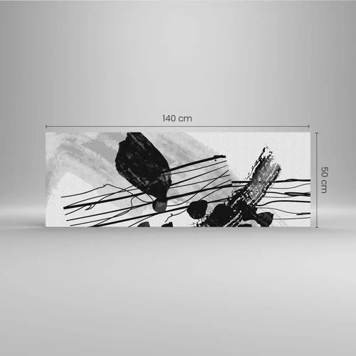Obraz na skle - Černobílá organická abstrakce - 140x50 cm