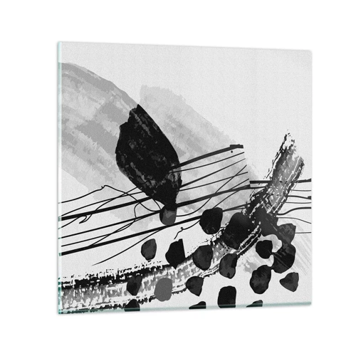 Obraz na skle - Černobílá organická abstrakce - 50x50 cm