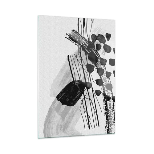 Obraz na skle - Černobílá organická abstrakce - 50x70 cm