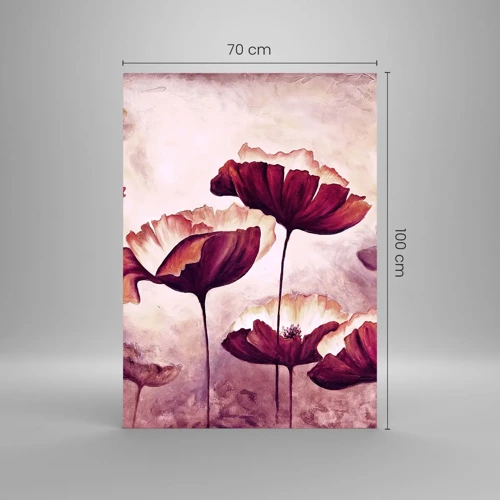 Obraz na skle - Červený a bílý plátek - 70x100 cm