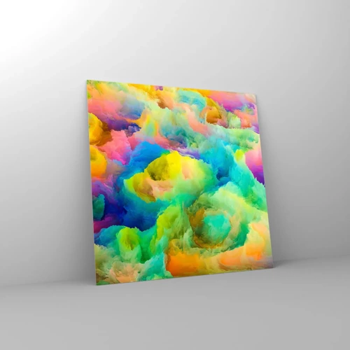 Obraz na skle - Duhové chmýří - 30x30 cm