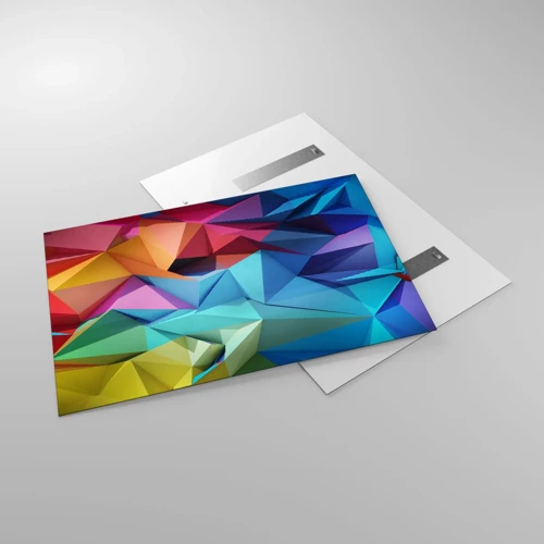 Obraz na skle - Duhové origami - 120x80 cm