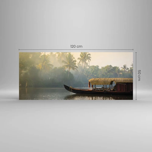 Obraz na skle - Dům na řece - 120x50 cm
