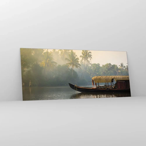 Obraz na skle - Dům na řece - 120x50 cm
