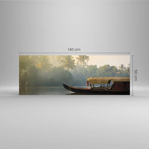 Obraz na skle - Dům na řece - 140x50 cm