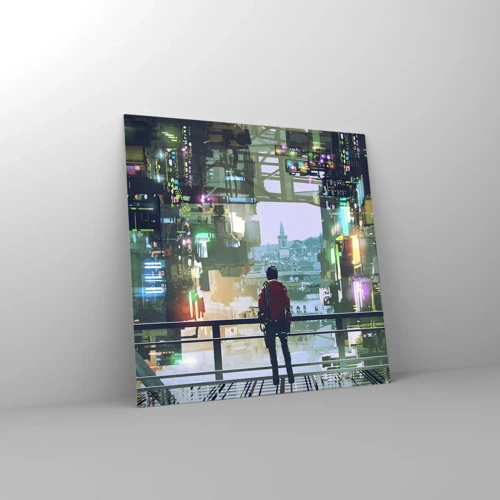 Obraz na skle - Dva světy - 30x30 cm