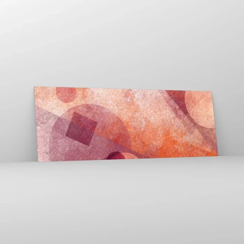 Obraz na skle - Geometrické proměny v růžové - 140x50 cm