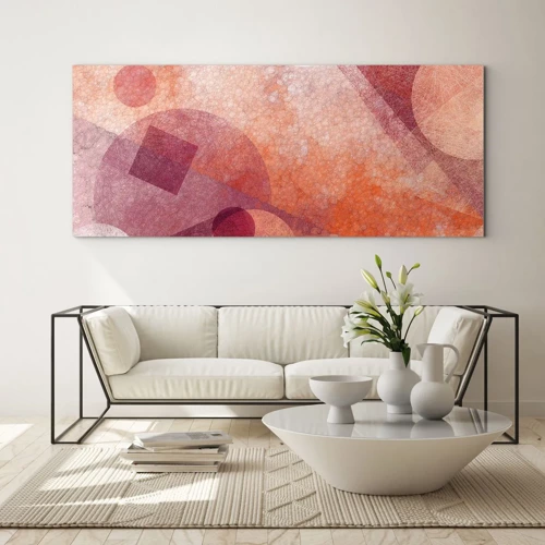 Obraz na skle - Geometrické proměny v růžové - 160x50 cm