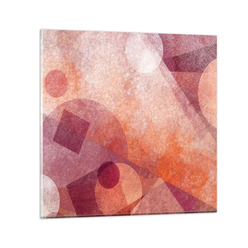 Obraz na skle - Geometrické proměny v růžové - 60x60 cm