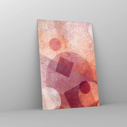 Obraz na skle - Geometrické proměny v růžové - 70x100 cm