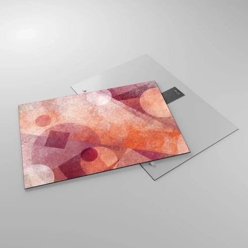 Obraz na skle - Geometrické proměny v růžové - 70x50 cm