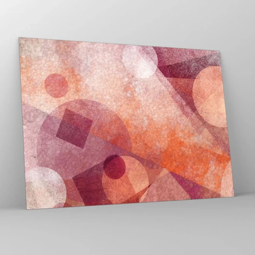 Obraz na skle - Geometrické proměny v růžové - 70x50 cm