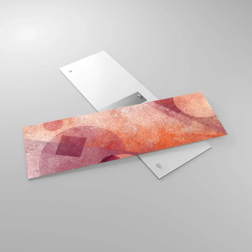 Obraz na skle - Geometrické proměny v růžové - 90x30 cm