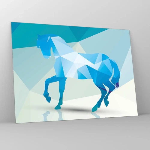 Obraz na skle - Geometrický kůň v tyrkysu - 70x50 cm