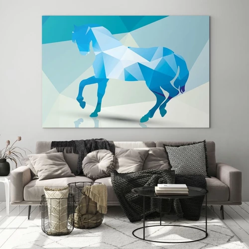 Obraz na skle - Geometrický kůň v tyrkysu - 70x50 cm