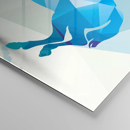 Obraz na skle - Geometrický kůň v tyrkysu - 80x120 cm