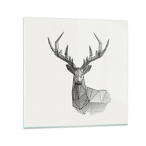 Obraz na skle - Jelen v kubistickém stylu - 60x60 cm