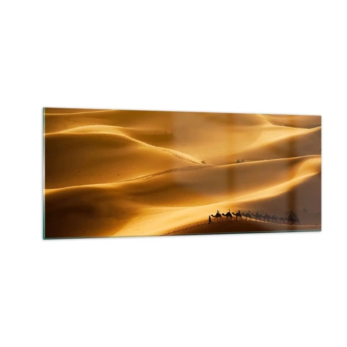 Obraz na skle - Karavana na vlnách pouště - 100x40 cm