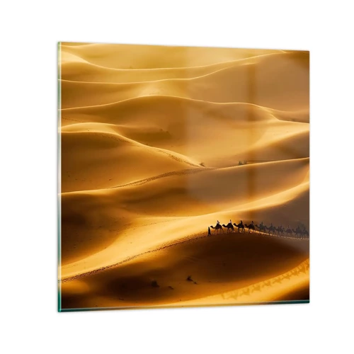Obraz na skle - Karavana na vlnách pouště - 30x30 cm