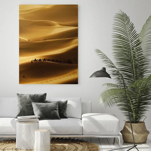 Obraz na skle - Karavana na vlnách pouště - 50x70 cm
