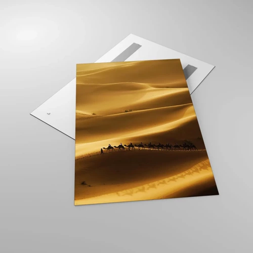 Obraz na skle - Karavana na vlnách pouště - 80x120 cm