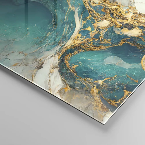 Obraz na skle - Kompozice se zlatými žilami - 140x50 cm