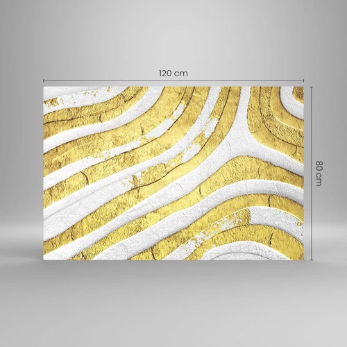 Obraz na skle - Kompozice v bílé a zlaté - 120x80 cm