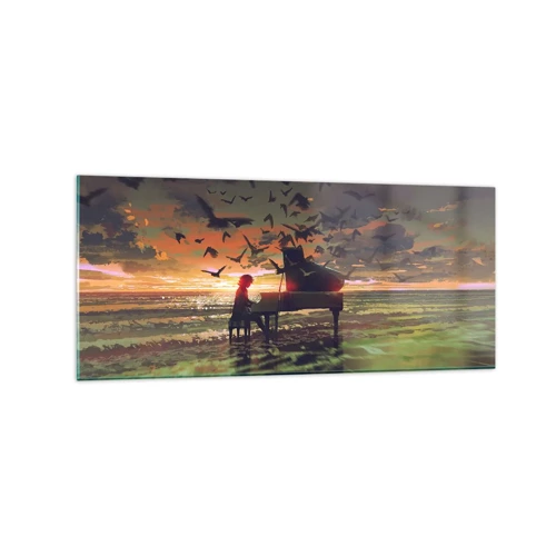 Obraz na skle - Koncert na piano a vlny - 120x50 cm