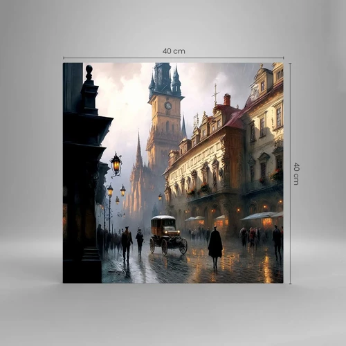 Obraz na skle - Kouzlo pražského večera - 40x40 cm