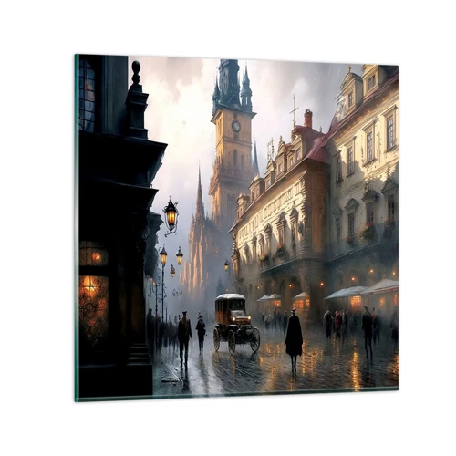 Obraz na skle - Kouzlo pražského večera - 50x50 cm