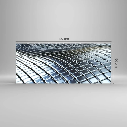 Obraz na skle - Kovová stříbrná vlna - 120x50 cm