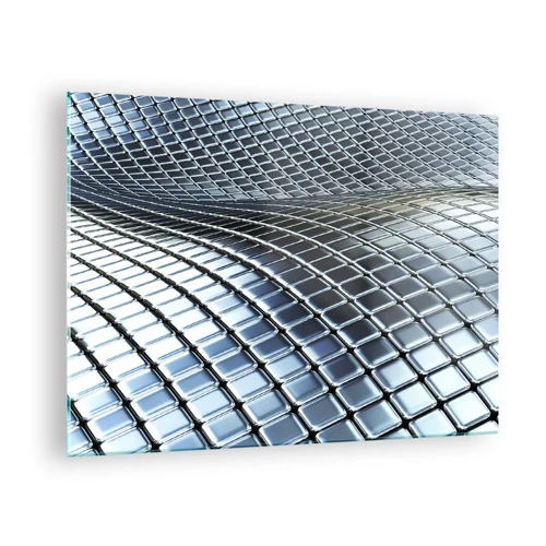 Obraz na skle - Kovová stříbrná vlna - 70x50 cm
