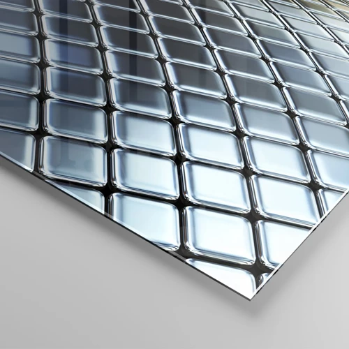 Obraz na skle - Kovová stříbrná vlna - 70x50 cm