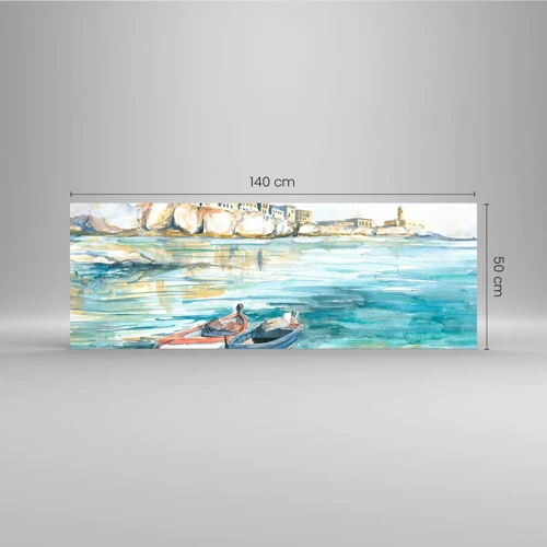 Obraz na skle - Krajina v modří - 140x50 cm