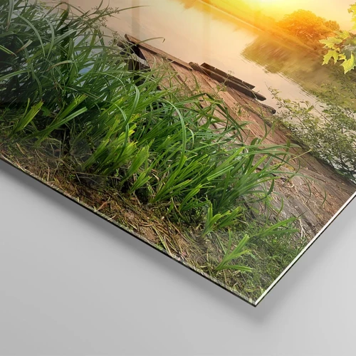 Obraz na skle - Krajina v zeleném rámu - 140x50 cm