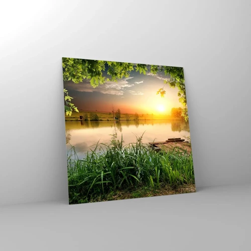 Obraz na skle - Krajina v zeleném rámu - 50x50 cm