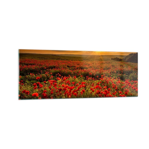 Obraz na skle - Mezi vlnami šumících luk, mezi záplavou květů - 140x50 cm