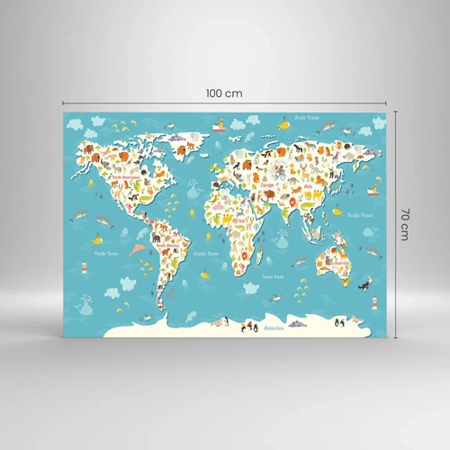 Obraz na skle - Milujeme celý svět - 100x70 cm